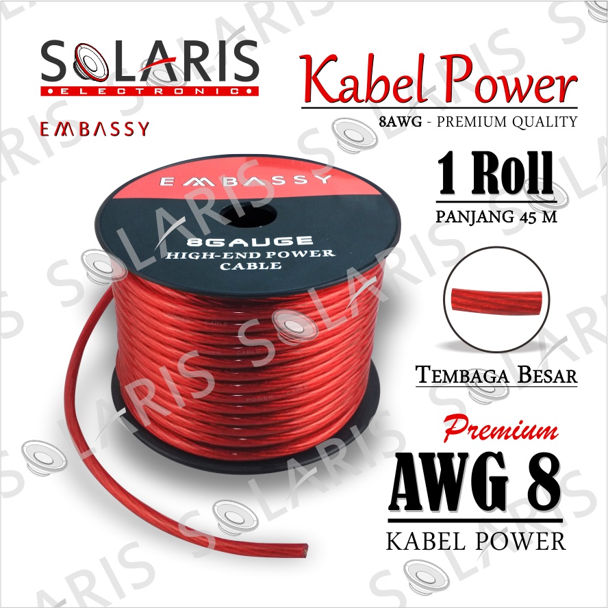 KABEL POWER AWG 8 Untuk Instalasi Audio Mobil 1 ROLL 40 Meter