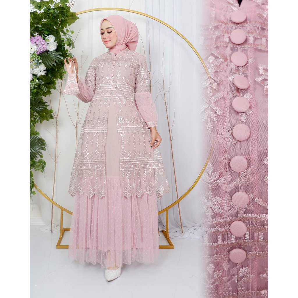 Permata Olshop / Kebaya Gamis Nauma JN / Kebaya Modern / Gamis Kondangan / Gamis Pesta Mewah