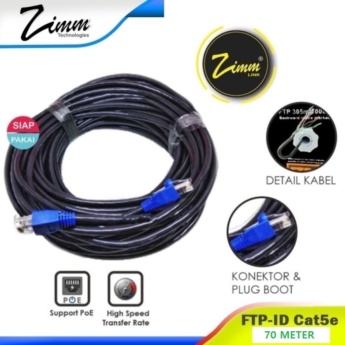 FTP OUTDOOR 70 METER KABEL LAN OUTDOOR FTP CAT5E 5 CAT 5E 70 METER Zimmlink