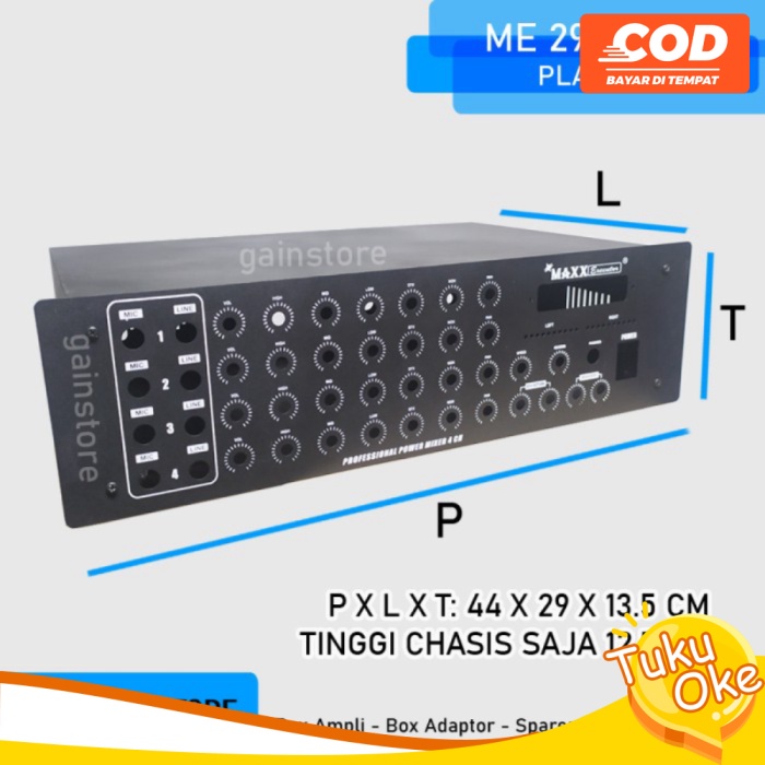 Promo BOX AMPLI AMPLIFIER MIXER 4 CHANNEL MAXX PLAT BESI - maxx 290 Murah