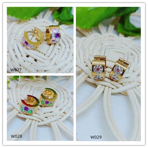 Anting Titanium Mata Warna Warni Perhiasan Fashion W027-29