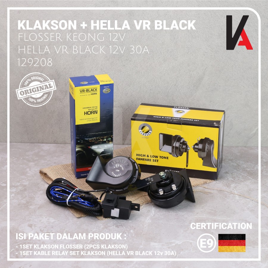 KLAKSON KEONG BMW FLOSSER (FER) + KABEL RELAY VR-BLACK ORIGINAL