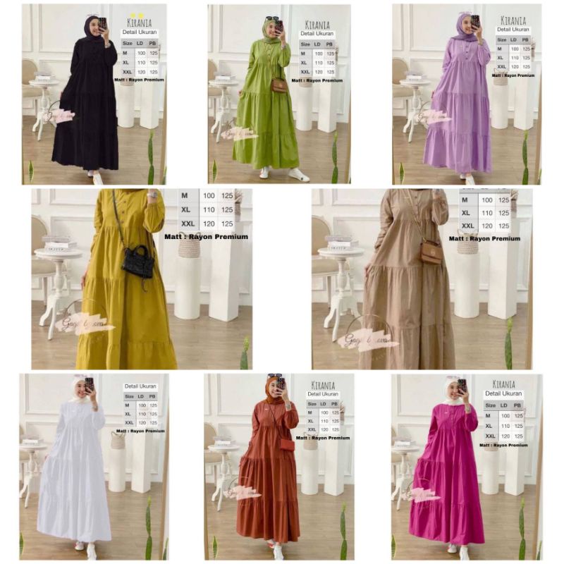 KIRANIA DRESS MIDI II  katun rayon twill premium polos II  dress busui II dress kekinian minimalis m