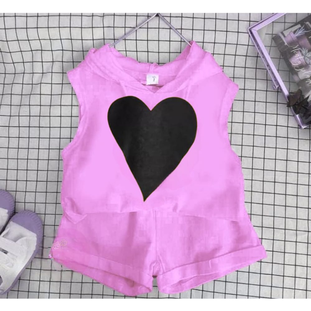 SETELAN CELANA PENDEK/SETELAN HOODIE LEKBONG LOVE TERBARUUU 1-5 TAHUN