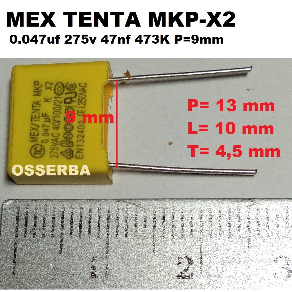MEX/TENTA 0,047u K 275v MKP-X2 47n 473K Mex Tenta Safety Capacitor 473