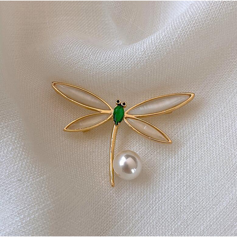 Bros Pin Bentuk Capung Aksen Mutiara Gaya Korea Untuk Wanita