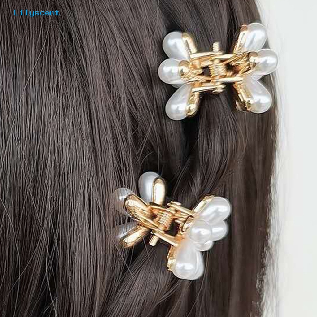 5 / 10 Pcs Jepit Rambut Bentuk Bunga Mutiara Imitasi Anti slip Gaya Retro Untuk Wanita