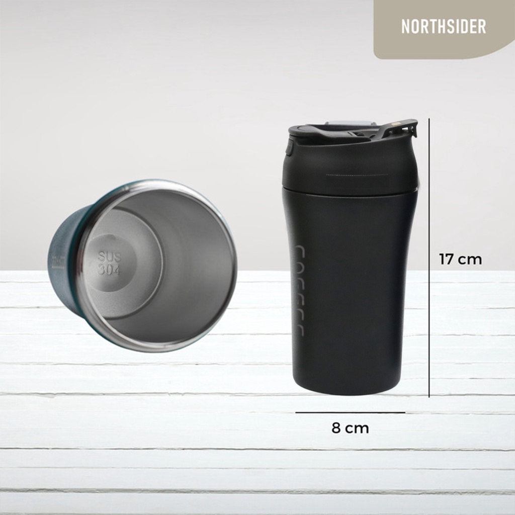 TUMBLER KOPI 400ML 2 FUNGSI - STAINLESS NSULATED VACUUM MUGS QB-97