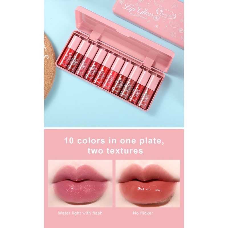 TEAYASON Lip Glow Natural Fruits Lip Tint Lipstick Lip Glaze Lipstik Glitter 10 Warna - MH