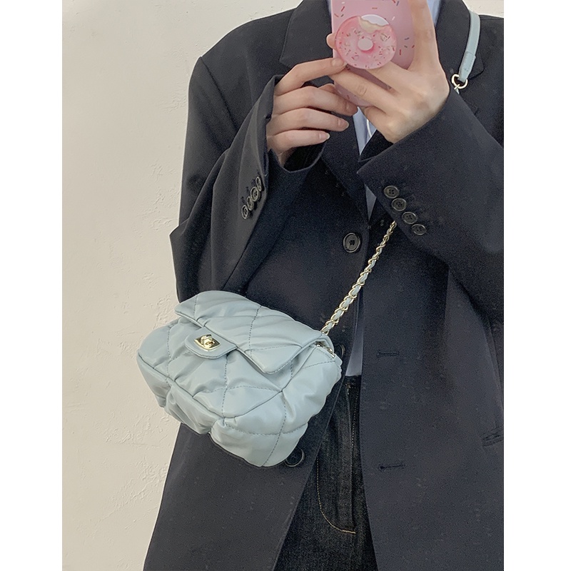 Suhao Lingge chain bag wanita musim panas 2021 fashion trendi baru lipit tas persegi kecil tekstur niche tas messenger all-match