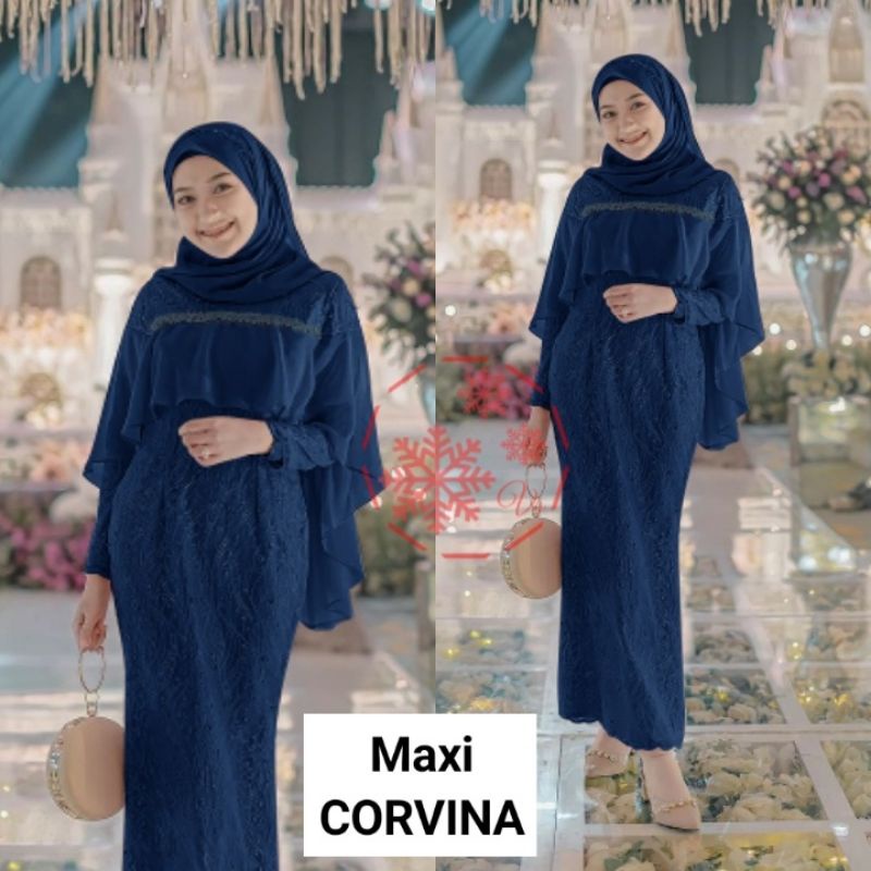 vs maxy corvina| Maxy Dress Brukat mewah | Baju Gamis Brukat Mutiara | Maxi Pesta Kondangan yg anggu