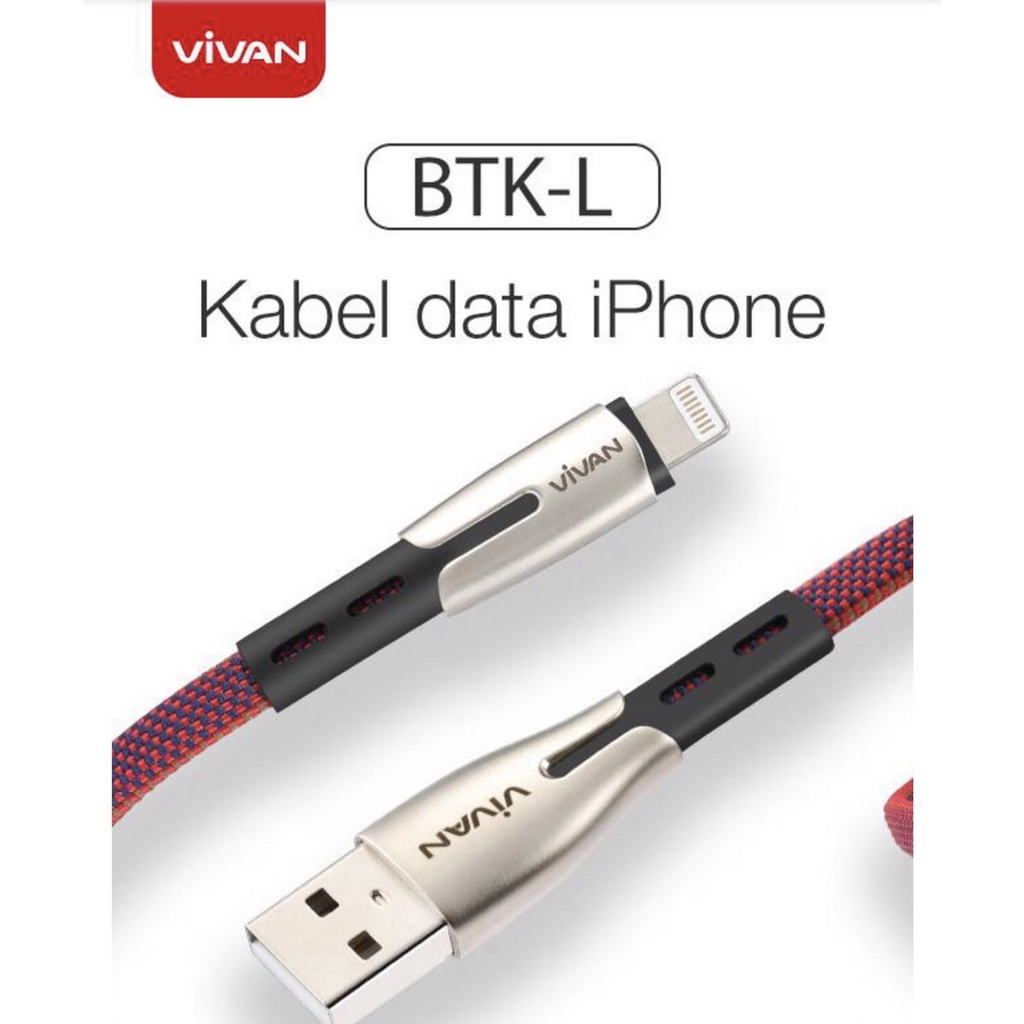 POM Kabel Data Vivan BTK-L iPhone / Cas Original / Powerbank Fast
