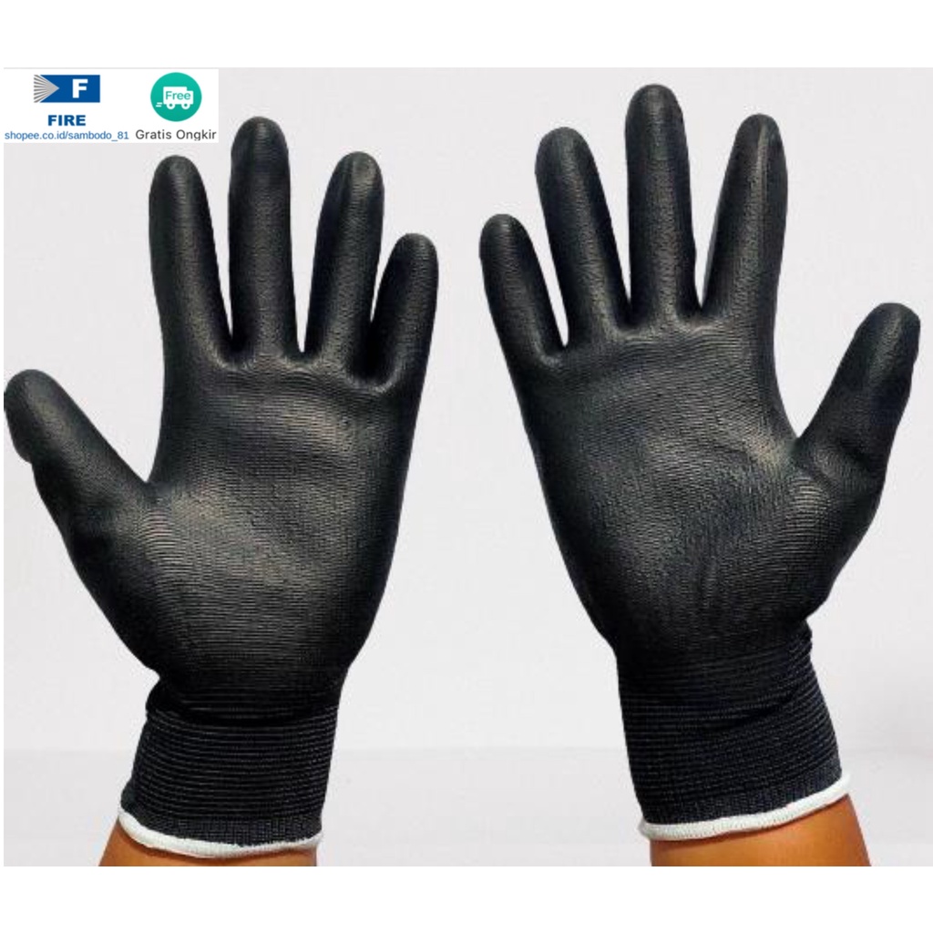 Sarung Tangan Kerja Palmfit Safety Gloves Security Dilapisi Karet Industri Pabrik Uci Safety Motor Bengkel otomotif Bagunan Coating Karet Pengaman kerja Packing PU Statis Multitask