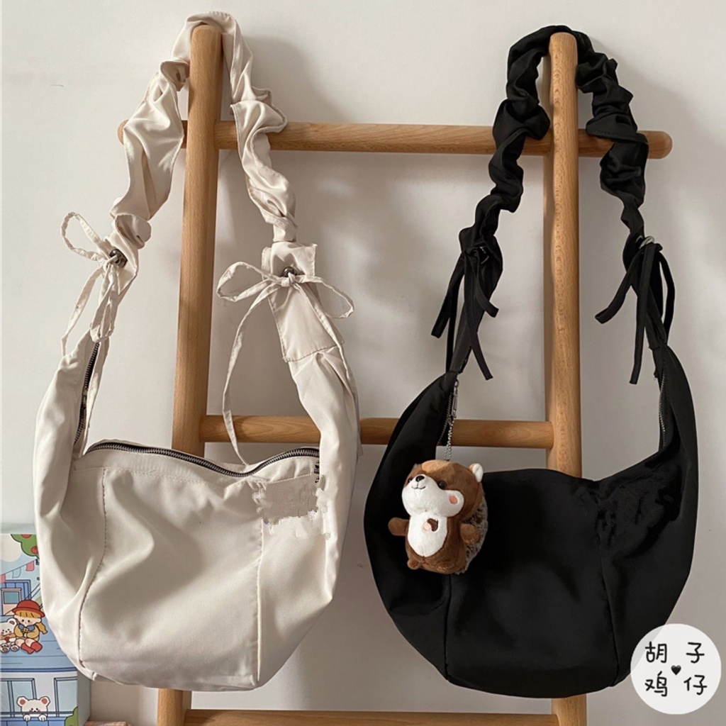 ❍ↂ◆Jepang Harajuku Sastra dan Seni Antik Gadis Messenger Tas Versi Korea In Retro Mahasiswa Dark Port Angin Lipit Tas Wanita