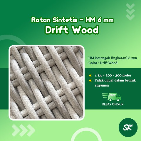 Rotan Sintetis kiloan kualitas ekspor Half Moon (setengah lingkaran)  6 mm color Driftwood