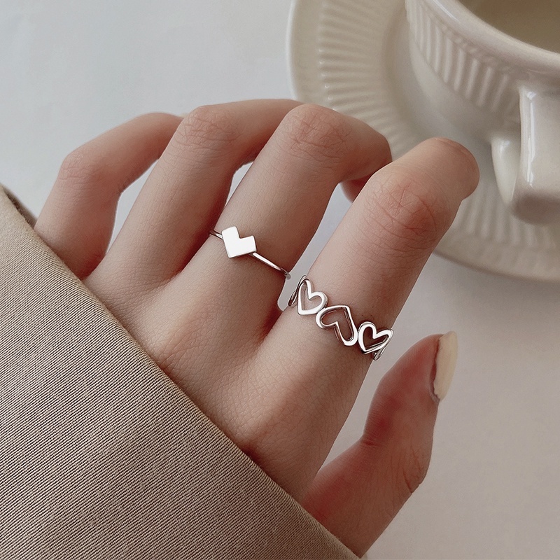 Cincin Model Terbuka Desain Hewan Hati Warna silver Untuk Pria Dan Wanita