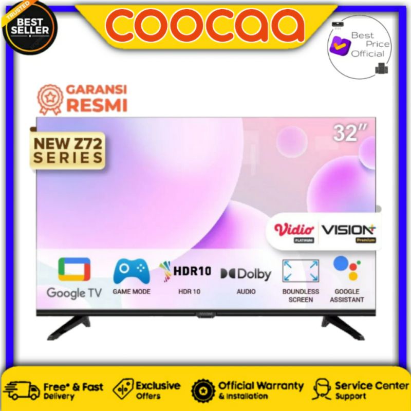 COOCAA 32Z72 Led Smart TV 32 Inch Google TV Digital HD Wifi Dolby Audio