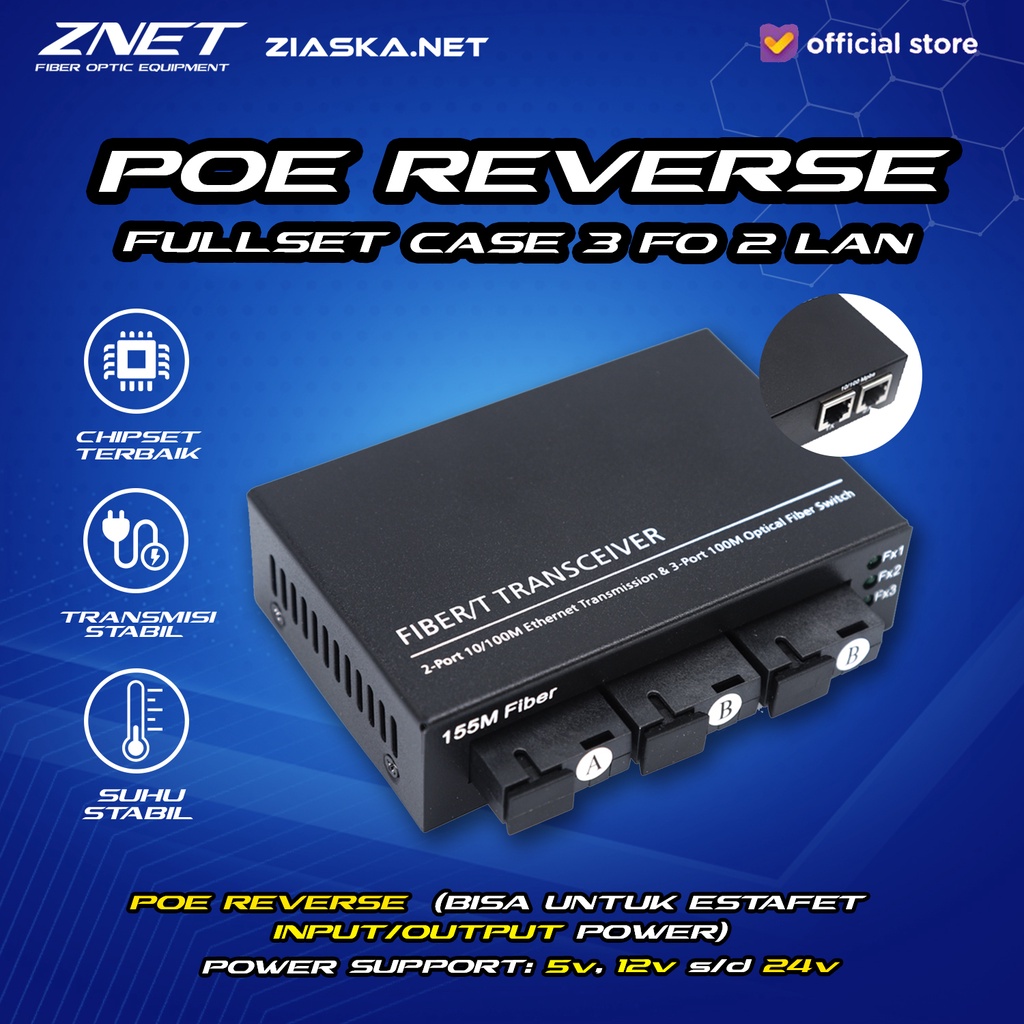 Media Converter 3 FO- 2 LAN 100 Mbps Bagus untuk paralel FO 3fo Cassing