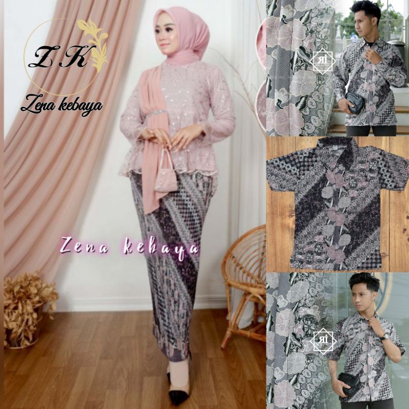 COUPLE KEBAYA MODERN COUPLE KEMEJA BATIK ANAK DAN DEWASA KEBAYA AURORA SELENDANG