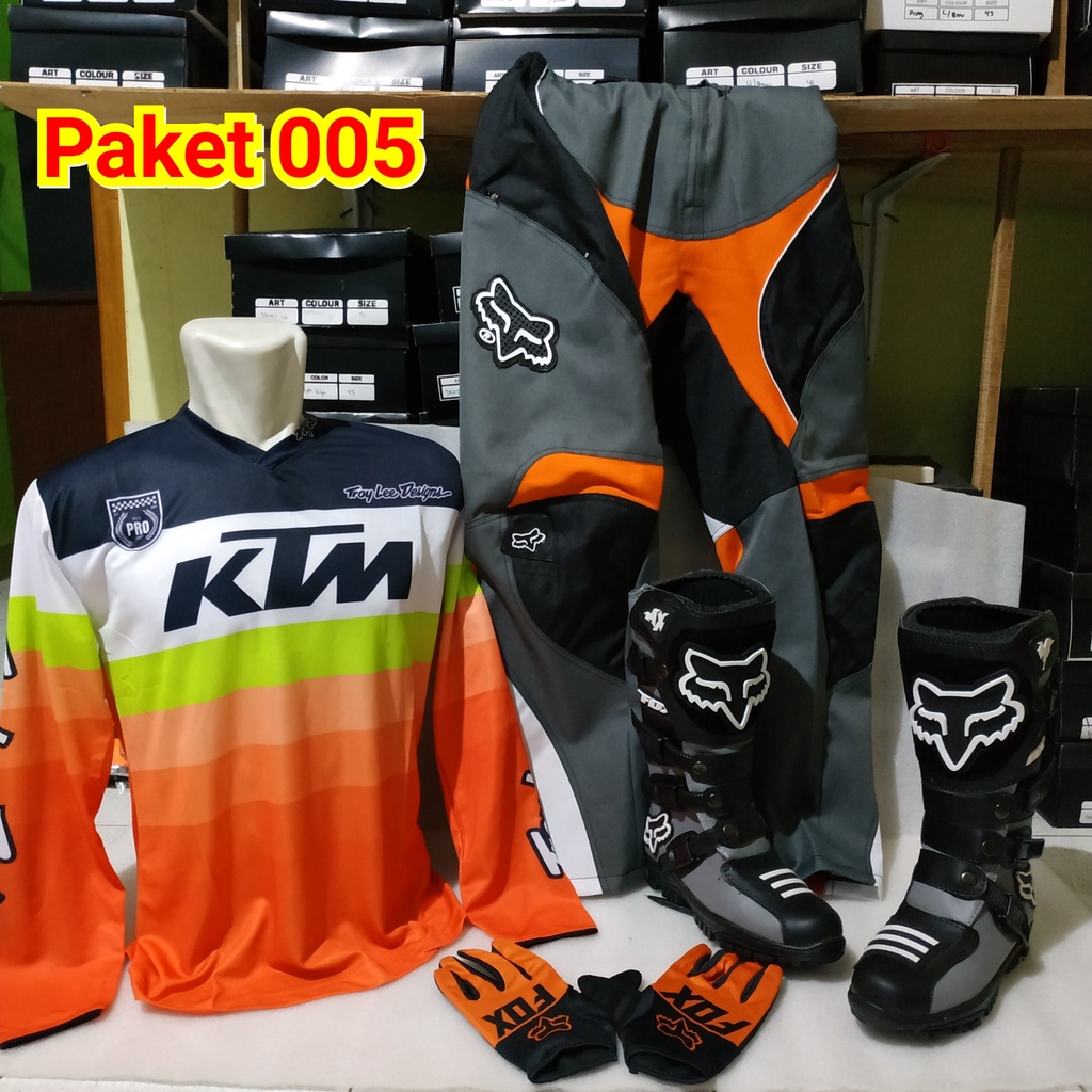 promo satu set sepatu cross trail jersey sett dan glove print terlaris setelan offroad motor cross t
