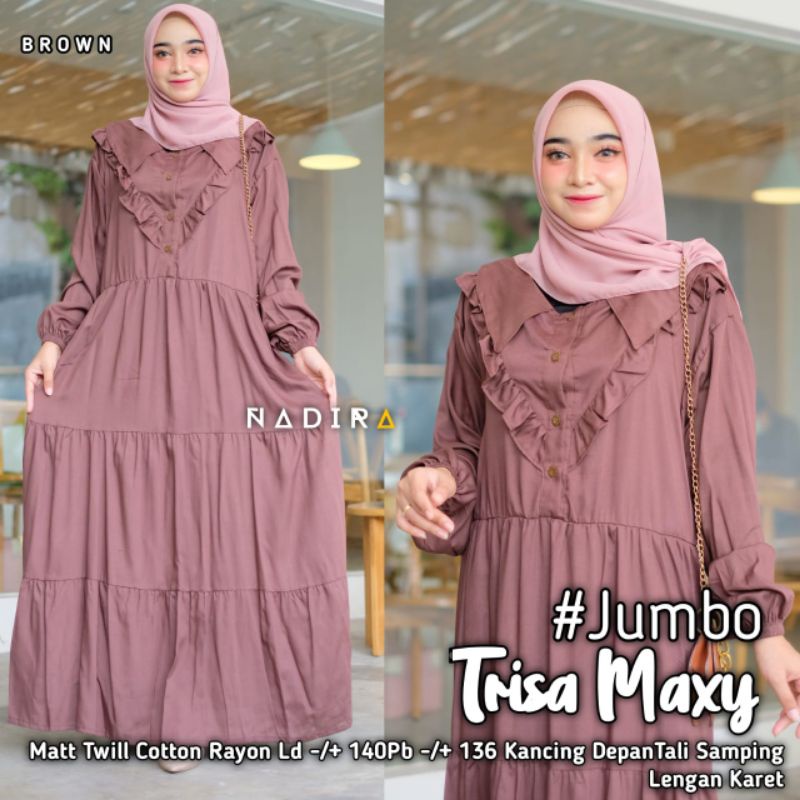 Gamis polos jumbo ld 140 bahan rayon twill adem busui