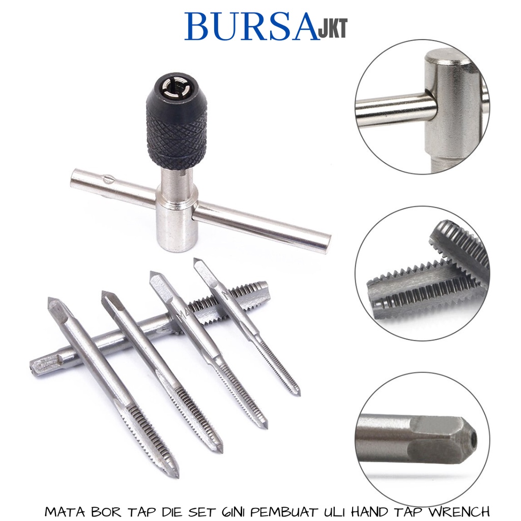 MATA BOR TAP DIE SET PEMBUAT ULIR BAUT SEKRUP TAP WRENCH M3 - M8