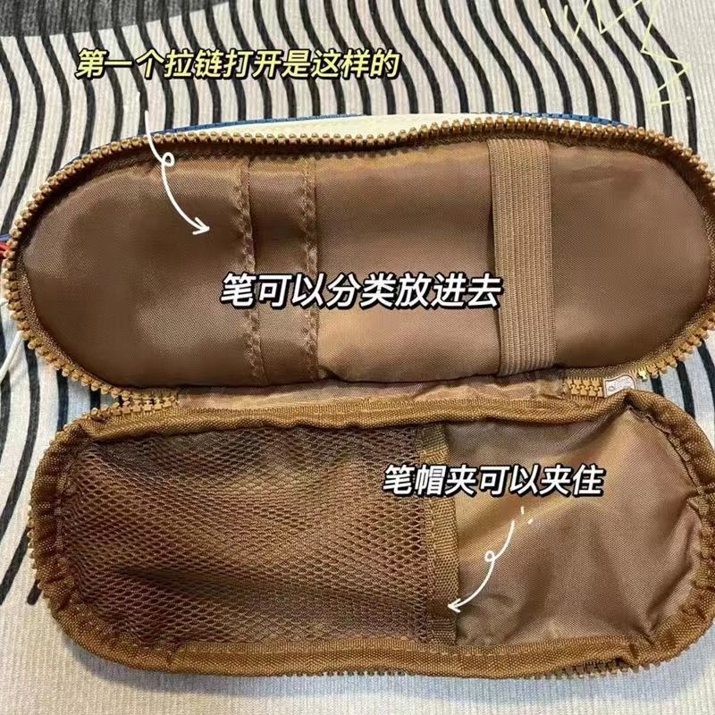 ◑✿Sera Niche Portable All-Match Baru Kecil Lucu Warna Kontras Kapasitas Besar Kotak Pensil Siswa Multifungsi Double-Lapisan Alat Tulis Kopling