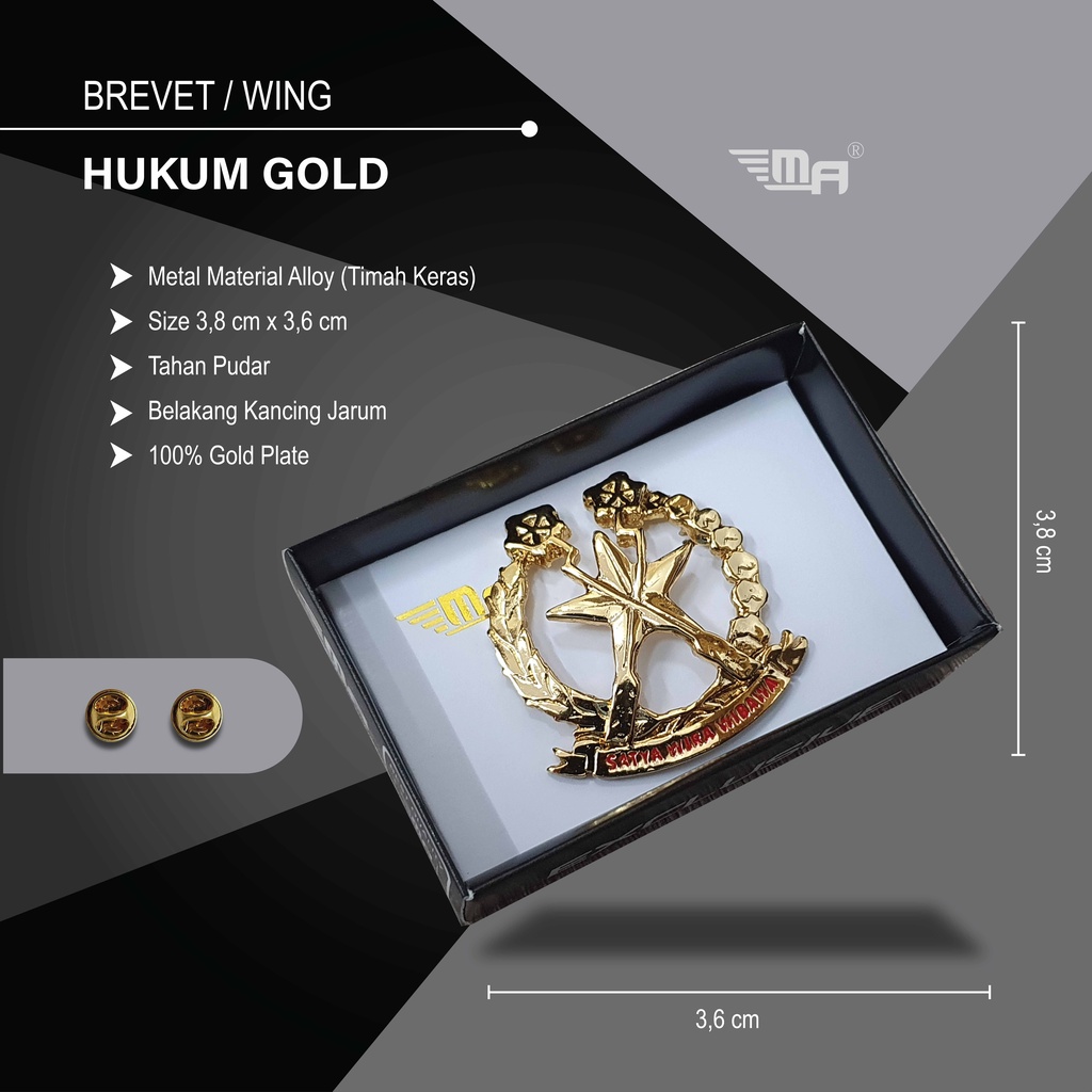 WING HUKUM GOLD PDH BRIVET BREVET PIN HUKUM GOLD