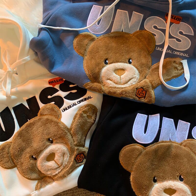 HOODIE WANITA UNSS SWAG SHADOW BEAR /// ATASAN JUMPER WANITA ALA KOREA FLEECE TEBAL KEKINIAN TERBARU''