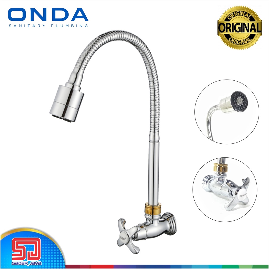 ONDA V 689 GWC Kran Dapur Keran Tembok Flexible Angsa Cuci Wastafel Kitchen 1/2&quot;