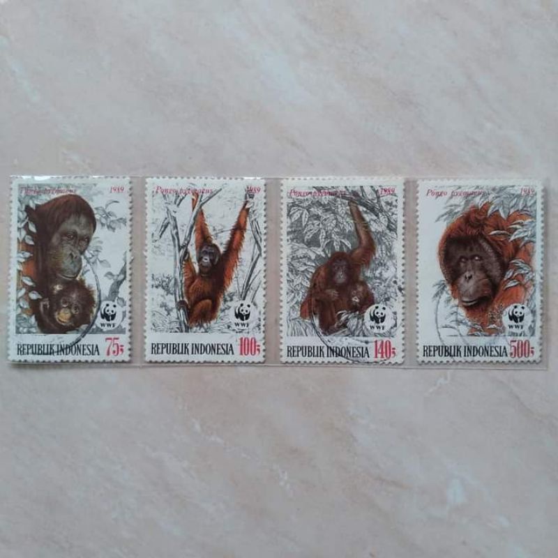 

Perangko Prangko Kuno Seri Oràng Utàn 1989 - Used Set Lengkap 4 Pcs