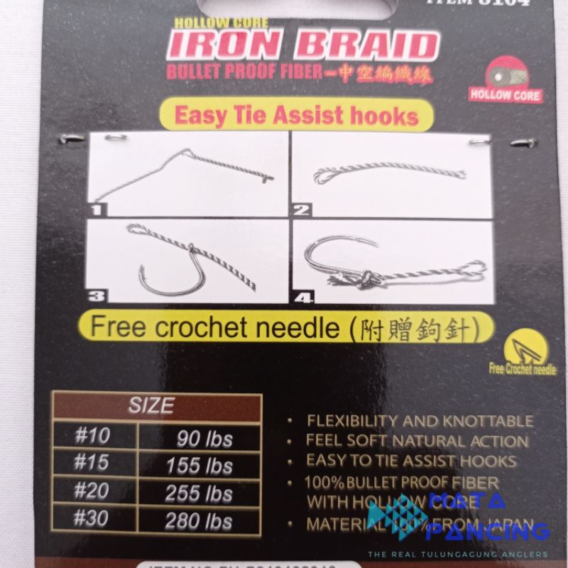 Benang assist line kevlar Pro Hunter Iron Braid bonus jarum murah dan kuat untuk metal jig jigging asis line jigging prohunter