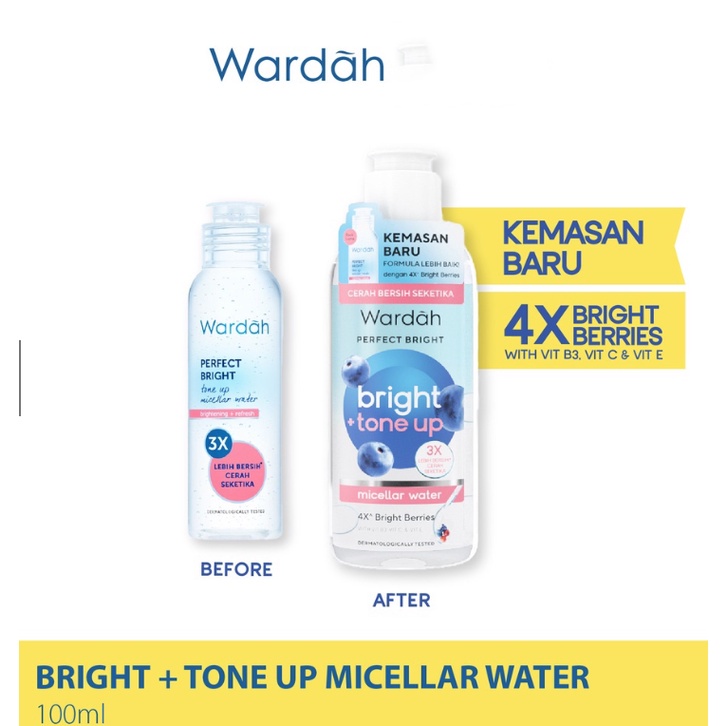 PROMO Wardah Perfect Bright Tone up MICELLAR Water 100 ml/Micellar/Penghapus Make