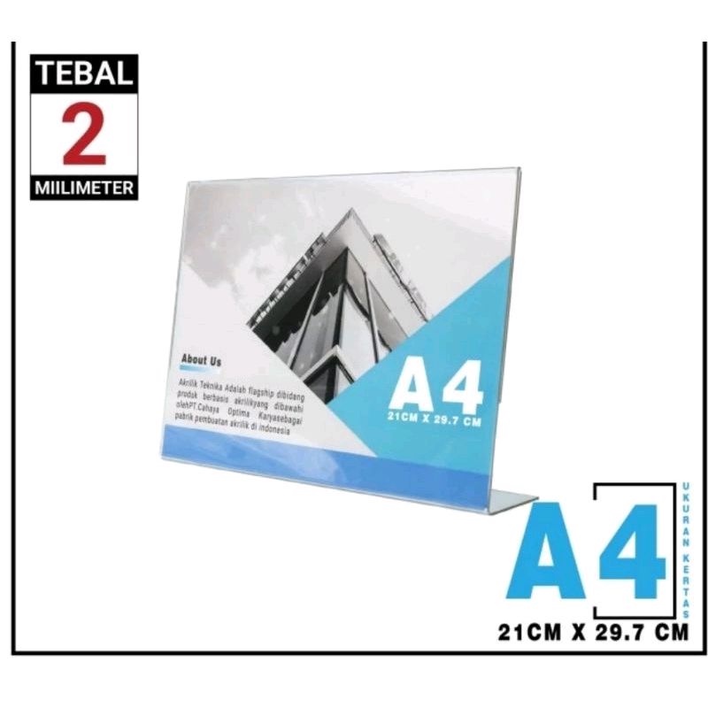 TEMPAT BROSUR / TENT HOLDER A4 / TENT CARD AKRILIK DISPLAY A4 MODEL L