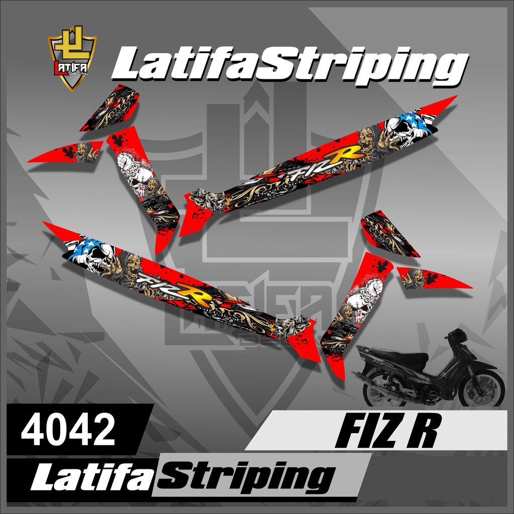 4042 striping motor FizR semifull - Stiker Striping FizR Desain Motif Setan Berjubah