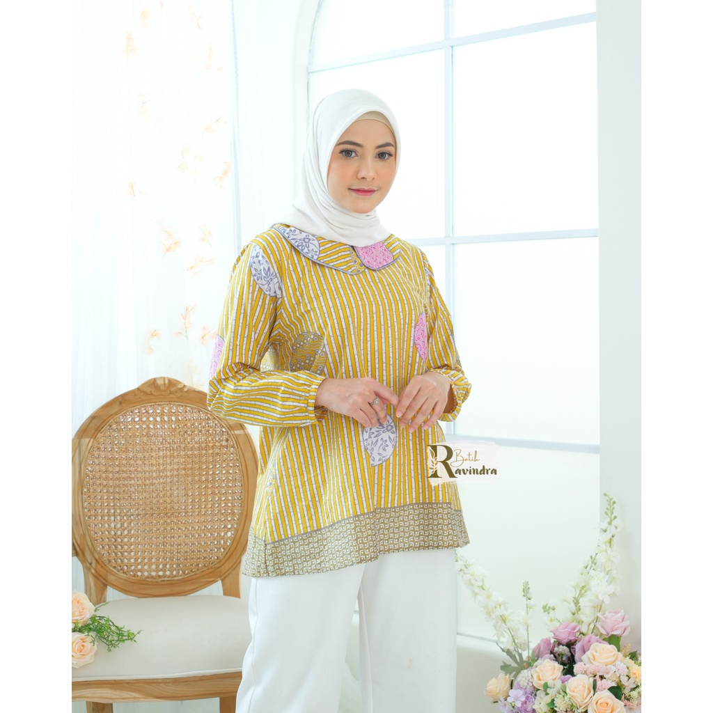 Blouse Batik Salur Kuning