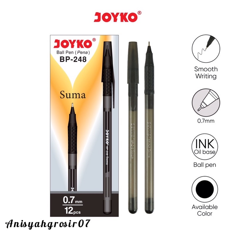 

(PACK) Pulpen Bulpen Bolpoin Ballpoint Joyko Suma 0.7mm Hitam BP-248