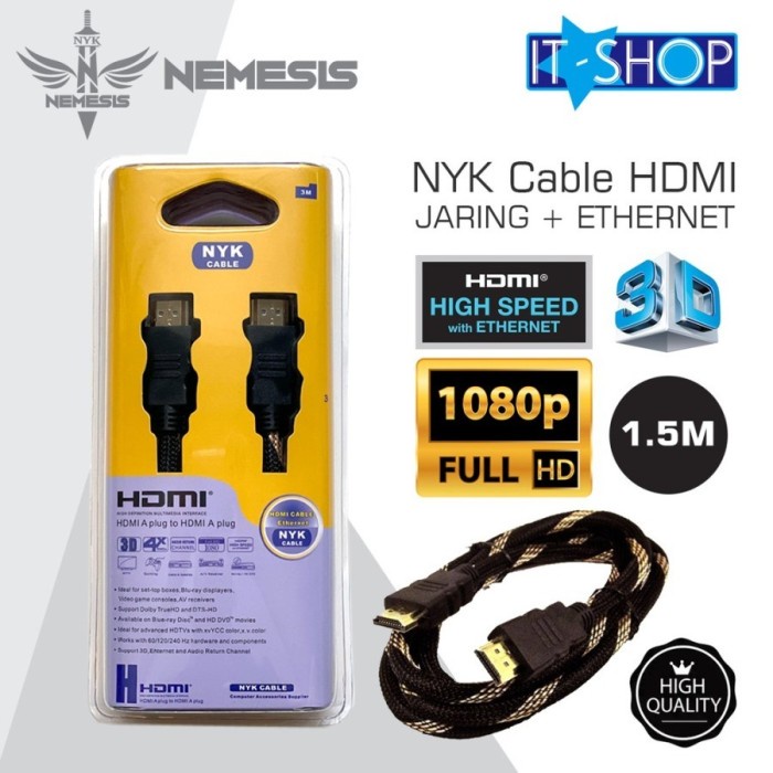 Kabel HDMI 1.5m 3D Full HD NYK 4K  - 1.5 meter 4K premium