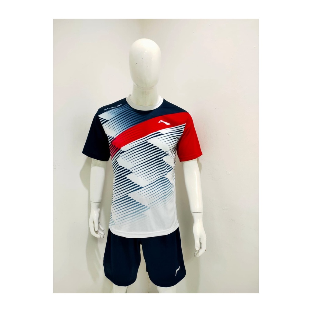 Kaos bulutangkis pria L260 setelan baju celana badminton jersey wanita dewasa t-shirt outfit seragam jarsey kostum olahraga pakaian apparel sport jersy bulu tangkis casual jersi sudirman thomas uber cup print custom suit putih polos