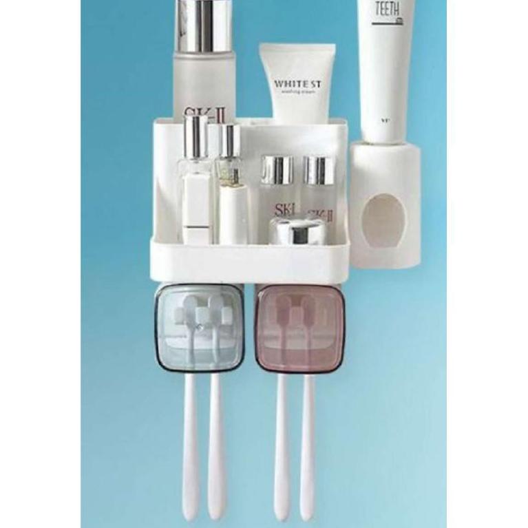 [APR.31Oc22ĸ] Rak Sikat Gigi 2-CUPS Organizer Tempat Sikat Gigi /Skincare/Odol Alat Rak Kamar Mandi