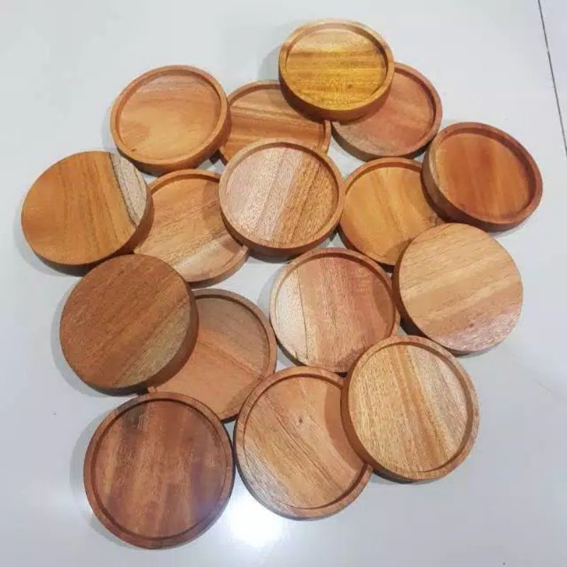 TATAKAN GELAS KAYU BULAT AESTHETIK ALAS CANGKIR MUG PIRING KAYU