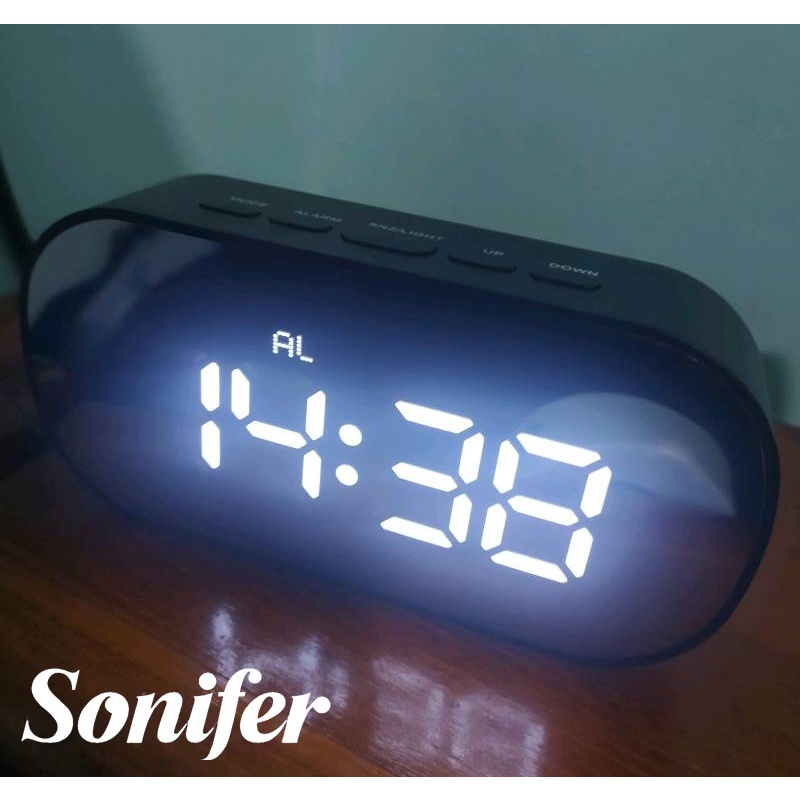 Jam Meja Digital Alarm LED Mirror Clock SONIFER