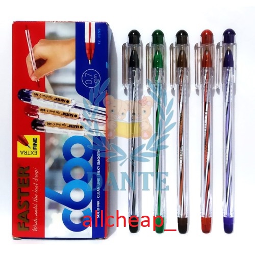 PULPEN FASTER C600 0,7 MM HITAM PENA FASTER BALLPOINT 0.7MM BLACK