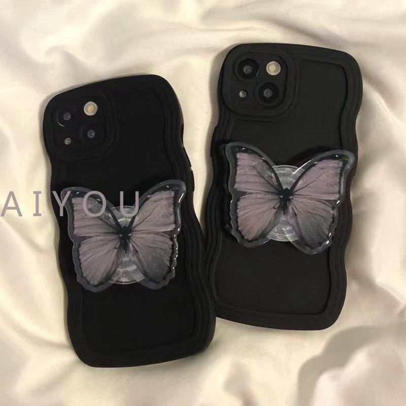 Case Pelindung Penuh Tahan Banting Desain Butterfly Stand Holder Untuk IPhone 14 13 12 11 Pro Max X XS XR