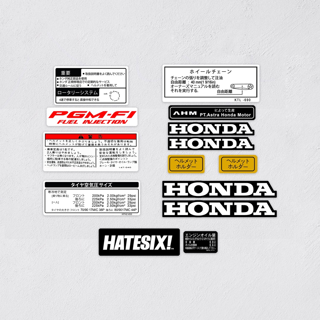 Stiker Decal Honda supra x 125 kharisma blade 125 KPH japan version Hatesix