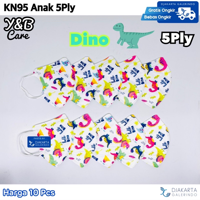 Masker KN95 Y&amp;B Care Anak 5Ply Motif Mix Pack 10Pcs Box 50pcs