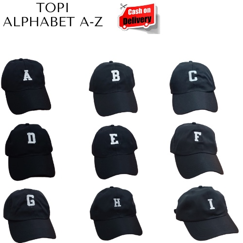 Topi Baseball Alphabet / Topi Bordir Huruf Ring Besi Laki Perempuan Remaja Dewasa Kualitas Distro Premium