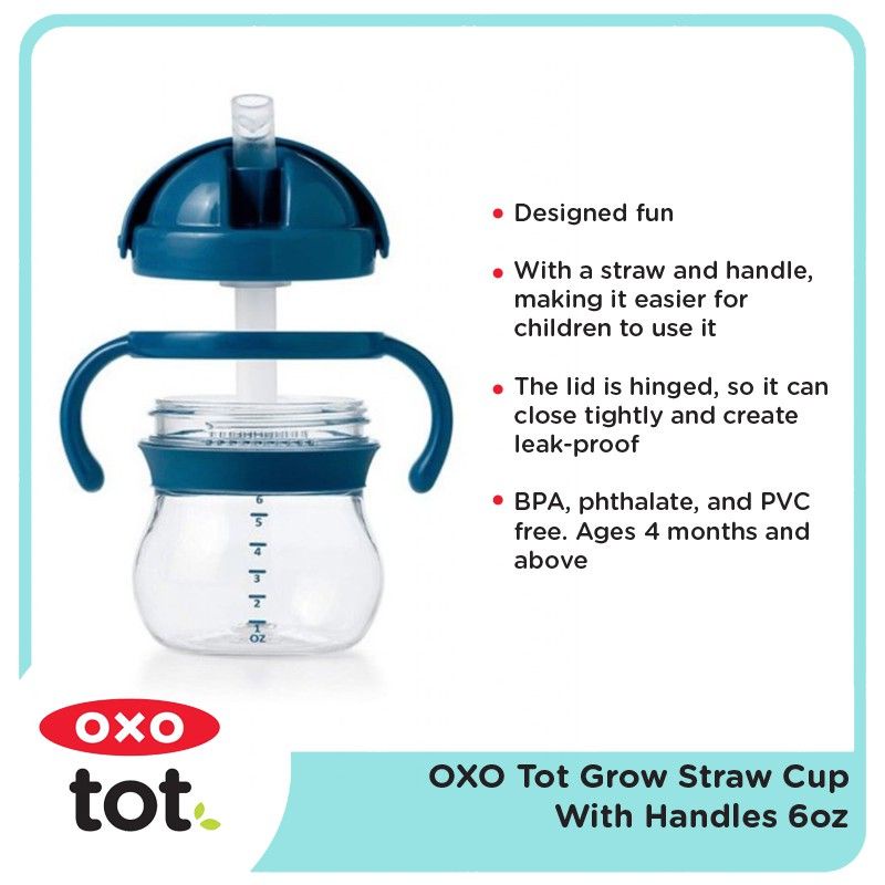 Oxo Tot Grow Straw Cup With Handles - botol sedotan