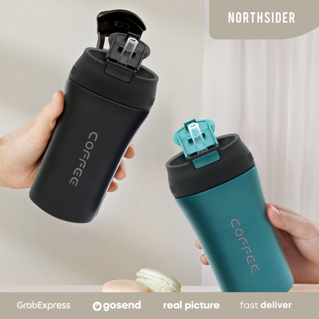 TUMBLER KOPI 400ML 2 FUNGSI - STAINLESS NSULATED VACUUM MUGS QB-97