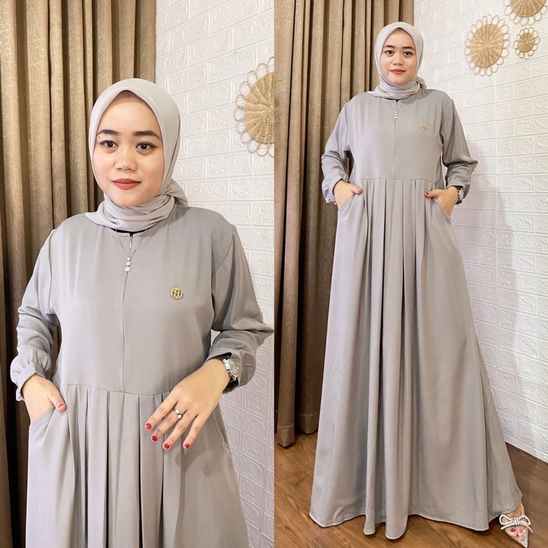 Fikha Dress - Gamis polos wanita, Bahan Shakila premium